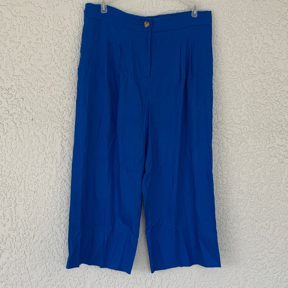 Antonio Melani Vibrant Blue Wide-Leg  linen blend Pants size 16
